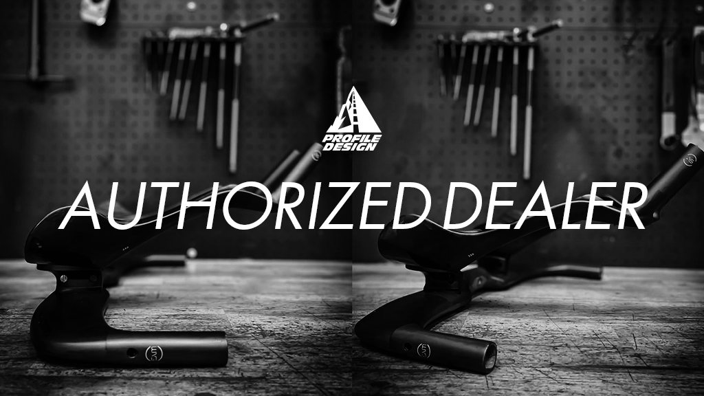 Profile Design Authorized Dealer のバナー。ブラックのエクステンションバーが2本並んでいる。